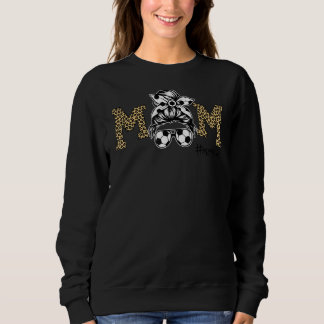 Soccer Mamma Messy Bun Soccer Ball Glasses Bow Leo T Shirt