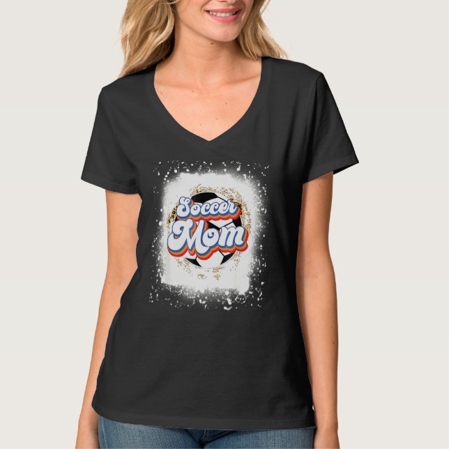 Soccer Mamma Mors dag Leopard Soccer Bleached T Shirt (Framsida)