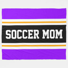 SOCCER MAMMA Roligt Bright Lila Black Gult Rand Fleecefilt