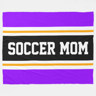 SOCCER MAMMA Roligt Bright Lila Black Gult Rand Fleecefilt