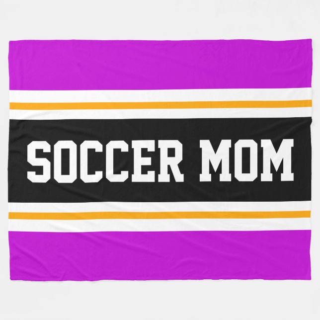 SOCCER MAMMA Roligt Rosa Black White Tävla Rand Fleecefilt (Framsidan (Horisontell))