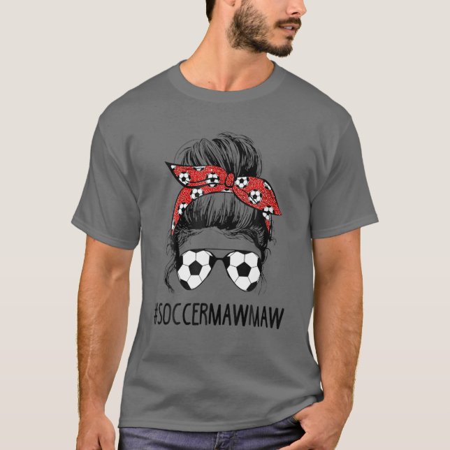 Soccer Mawmaw Life Messy Bun Mors dag Women Soc T Shirt (Framsida)