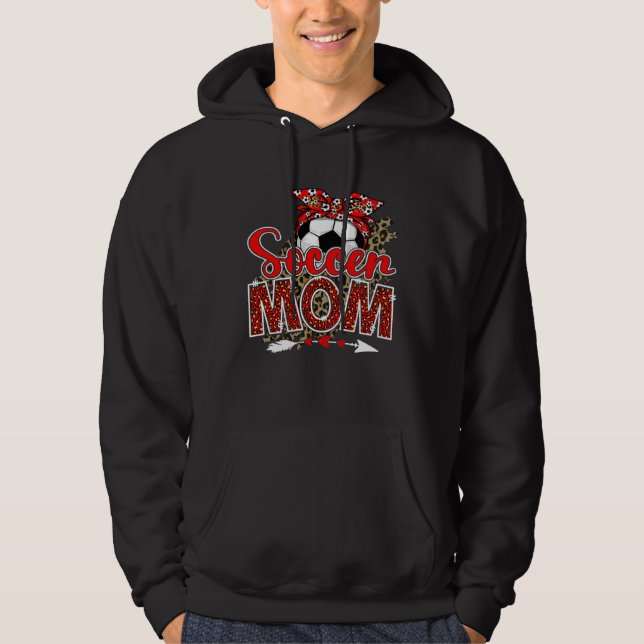 Soccer Mom Mama Mother's Day Leopard Sport Mom Mam Hoodie (Framsida)