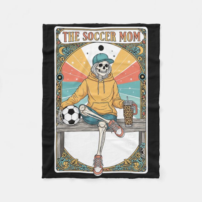 Soccer Mom Tarot Card Skeleton Coffee Byll Sidelin Fleecefilt (Framsidan)