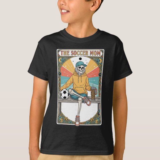 Soccer Mom Tarot Card Skeleton Coffee Byll Sidelin T Shirt (Framsida)