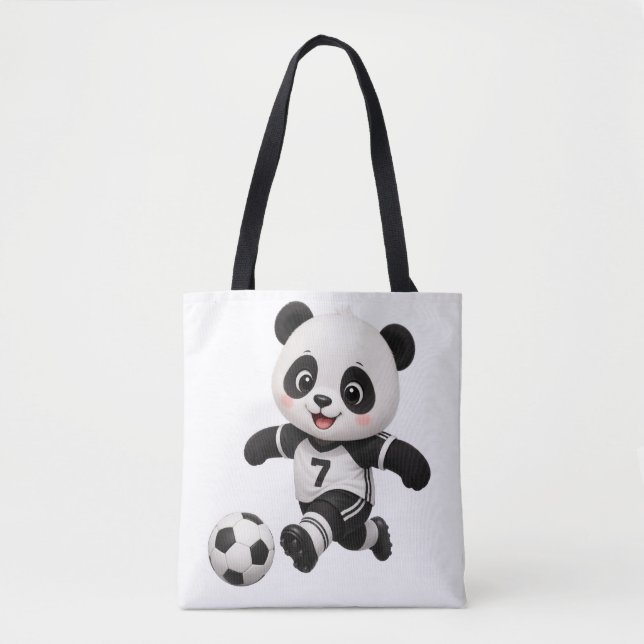 Soccer Panda Tote Bag Tygkasse (Framsida)