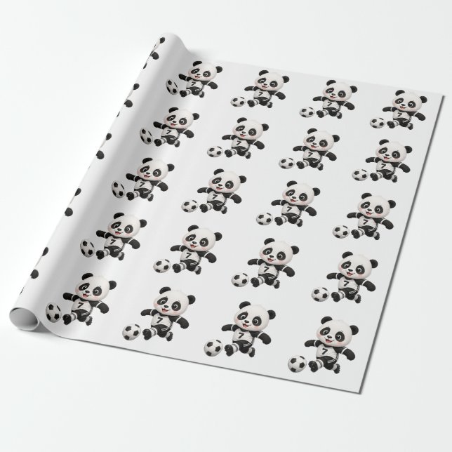 Soccer Panda Wrapping Paper Presentpapper (Utrullad)