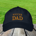 SOCCER PAPPA broderade basebollsockel guld / marin<br><div class="desc">Hattbroderade: Klassiskt golden/svart baseboll mode med texten "SOCCER PAPPA" för världens bästa fotboll/pappor,  fars dag,  barnfödelsedag/sportfantast</div>