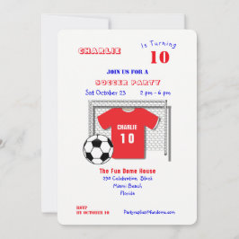 Soccer Party Red Soccer Shirt Personlig Inbjudningar