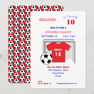 Soccer Party Red Soccer Shirt Personlig Inbjudningar