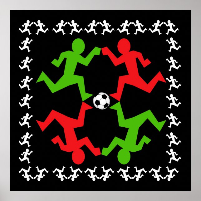 Soccer Players Running to the Ball Pattern Poster (Framsidan)