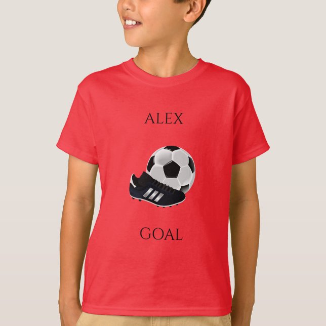 SOCCER-pojkens t-shirt, personlig namn. T Shirt (Framsida)