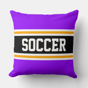 SOCCER Roligt Bright Lila Black Athletic Rand Kudde