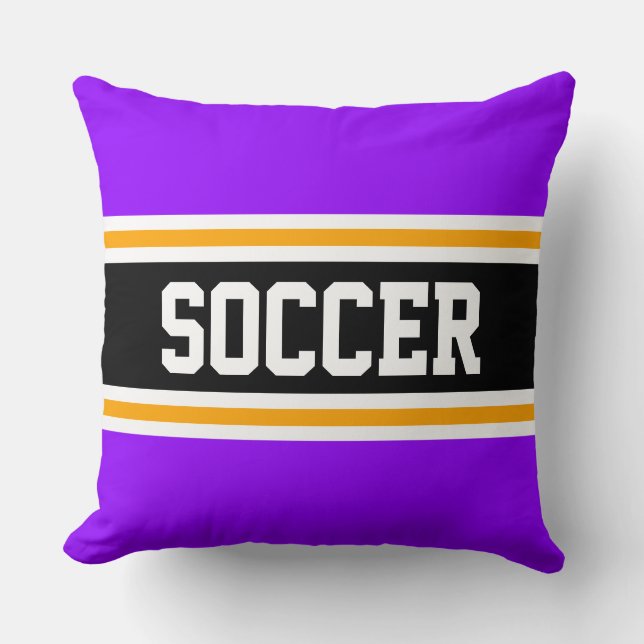 SOCCER Roligt Bright Lila Black Athletic Rand Kudde (Framsida)