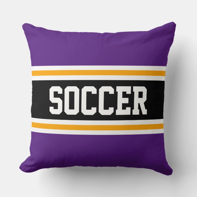 SOCCER Royal Lila Gult Black Athletic Rand Kudde (Framsida)