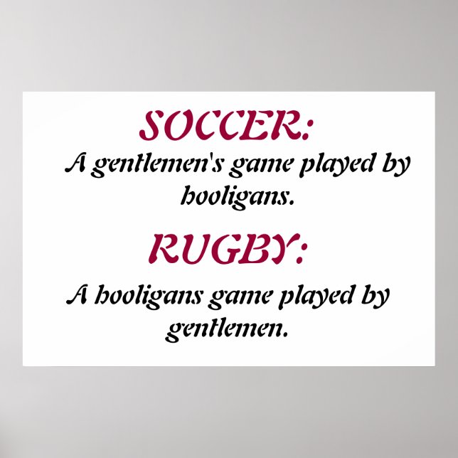 SOCCER & RUGBY. POSTER (Framsidan)