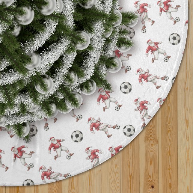 Soccer Santa Christmas Pattern Julgransmatta Borstad Polyester (Skapare uppladdad)