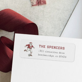 Soccer Santa Christmas Return Address Returadress Etikett