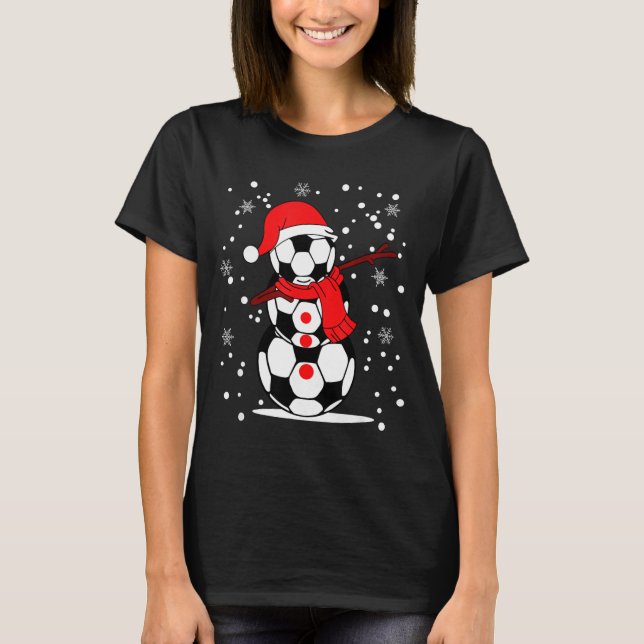 Soccer Santa Hat Snowman Xmas Funny Soccer Lover C T Shirt (Framsida)