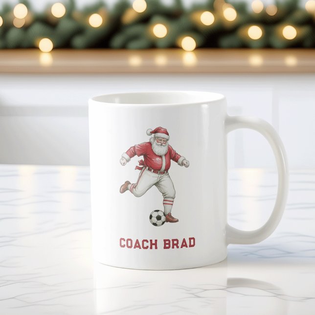 Soccer Santa Personalized Christmas Kaffemugg (Skapare uppladdad)