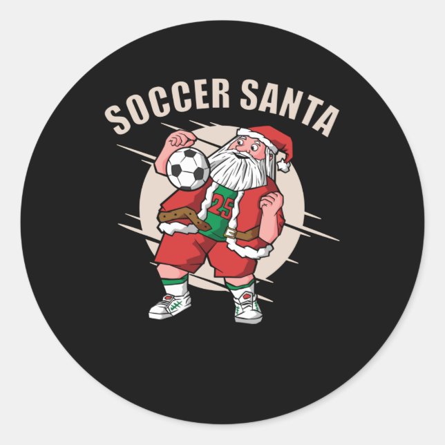 Soccer Santa Runt Klistermärke (Framsida)