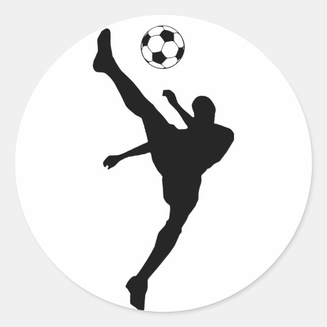 Soccer silhouette. runt klistermärke (Framsida)