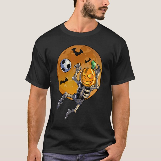 Soccer Skeleton Halloween Manar Boys Soccer Hallow T Shirt (Framsida)