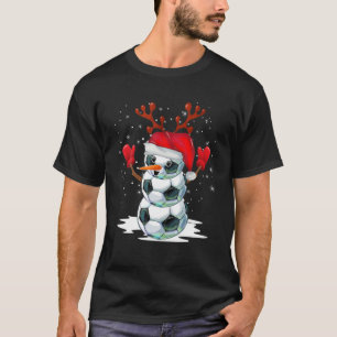 Soccer Snögubbe jul Pajamas Santa Hat Reindee T Shirt