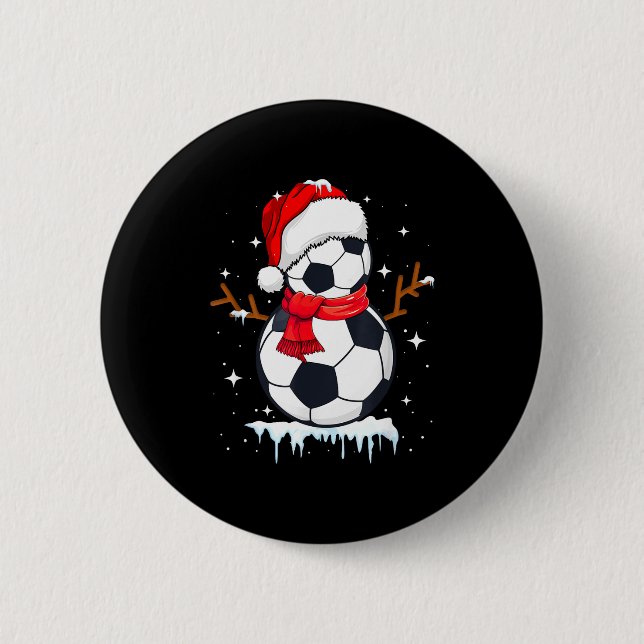 Soccer Snowman Apparel, Funny Santa Christmas Men  Knapp (Framsida)