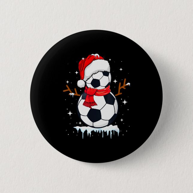 Soccer Snowman Apparel, Funny Santa Christmas Men  Knapp (Framsida)