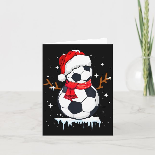 Soccer Snowman Apparel, Funny Santa Christmas Men  Kort (Framsida)