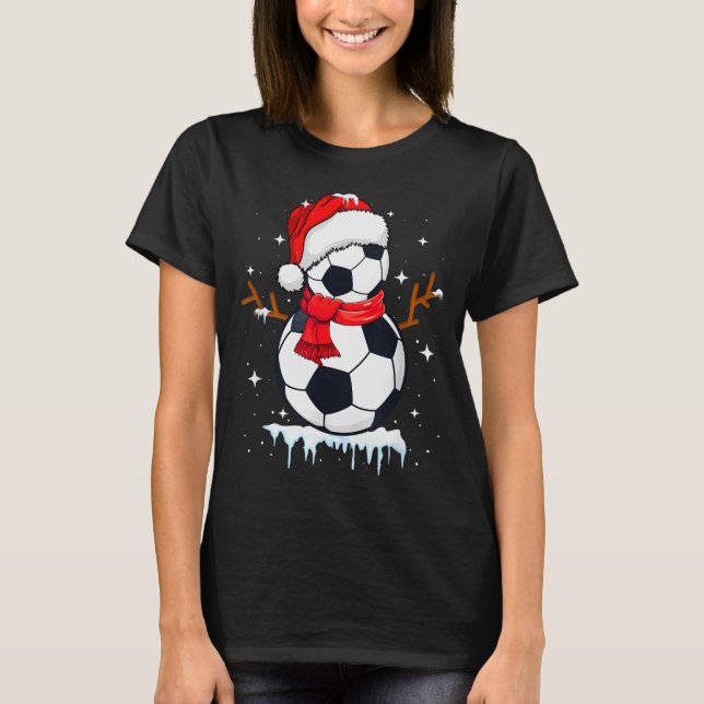Soccer Snowman Apparel, Funny Santa Christmas Men  T Shirt (Framsida)