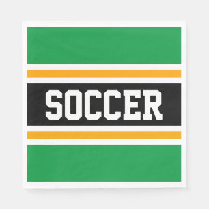 SOCCER Sporty Bright Grönt Black Gult Rand Pappersservett