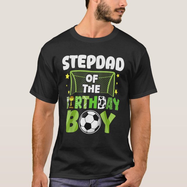 Soccer Stepdad Birthday Boy Party Soccer Family Ma T Shirt (Framsida)