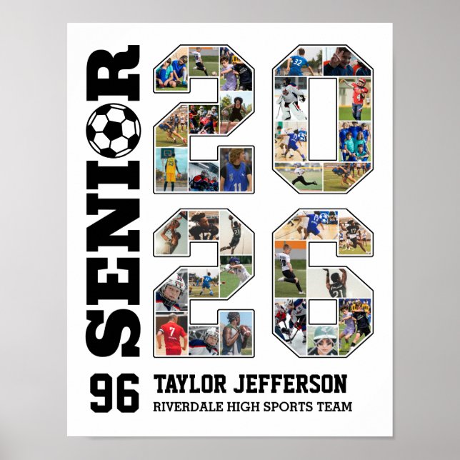 Soccer Team Senior 2026 Sports Photo Collage Poster (Framsidan)