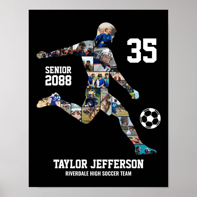 Soccer Team Sports Custom Photo Collage Senior Poster (Framsidan)