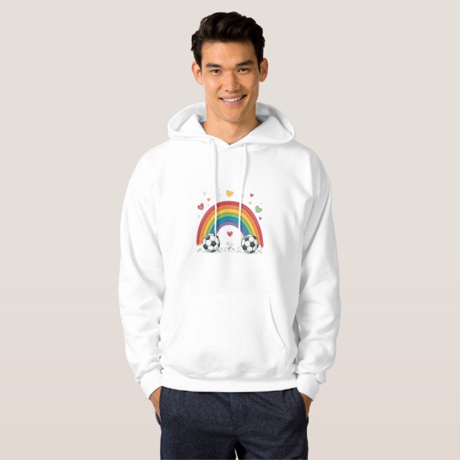 Soccer under the Valentines Rainbow Hoodie (Hel framsida)