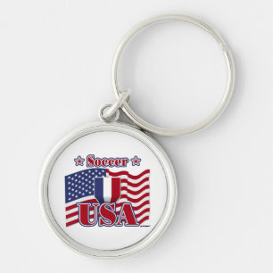 Soccer USA Rund Silverfärgad Nyckelring