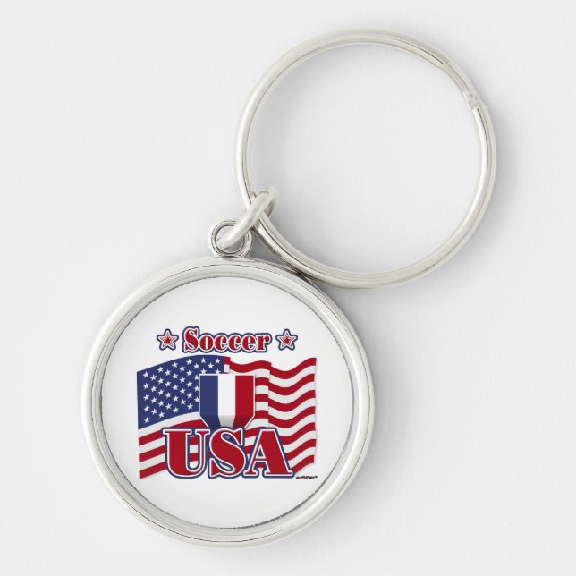 Soccer USA Rund Silverfärgad Nyckelring (Framsidan)