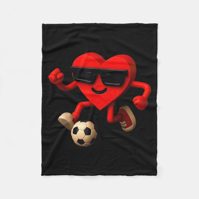 Soccer Valentines Day Cute Funny Heart Boys Girls  Fleecefilt (Framsidan)