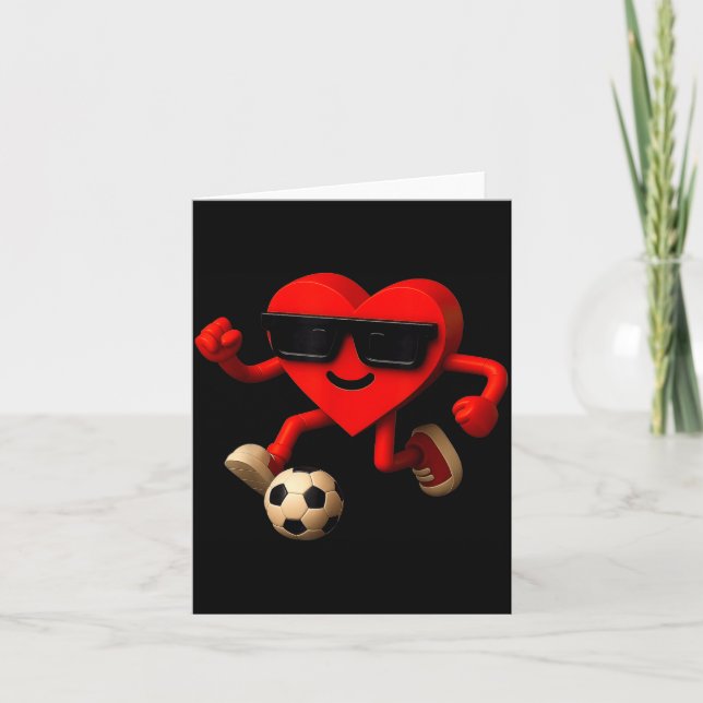 Soccer Valentines Day Cute Funny Heart Boys Girls  Kort (Framsida)