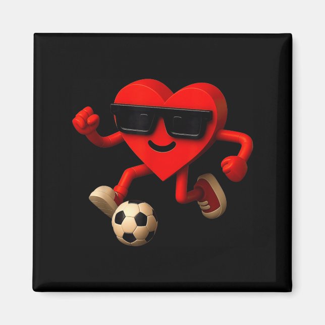 Soccer Valentines Day Cute Funny Heart Boys Girls  Magnet (Framsidan)