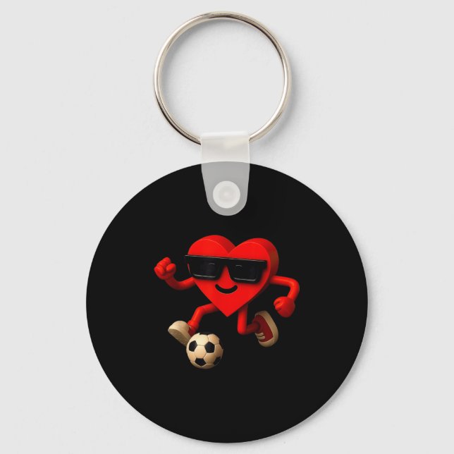 Soccer Valentines Day Cute Funny Heart Boys Girls  Nyckelring (Framsida)