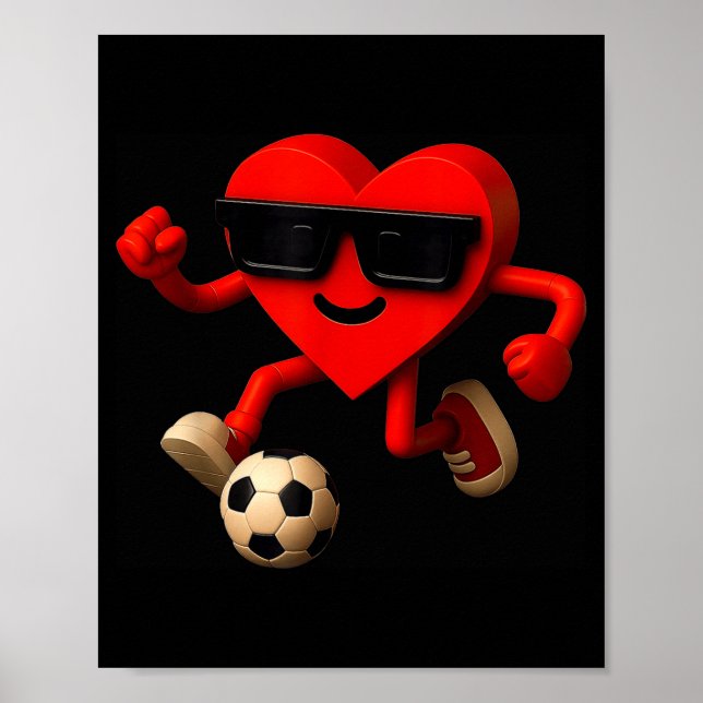 Soccer Valentines Day Cute Funny Heart Boys Girls  Poster (Framsidan)