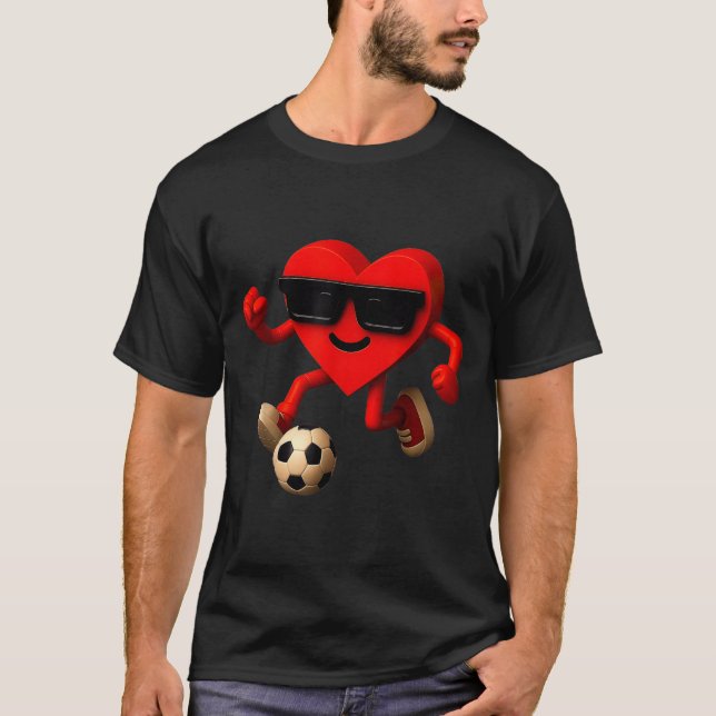 Soccer Valentines Day Cute Funny Heart Boys Girls  T Shirt (Framsida)