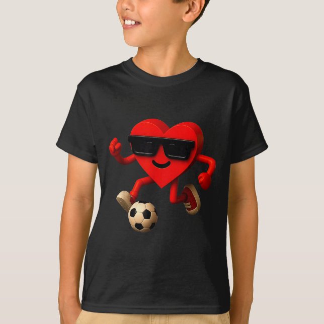 Soccer Valentines Day Cute Funny Heart Boys Girls  T Shirt (Framsida)