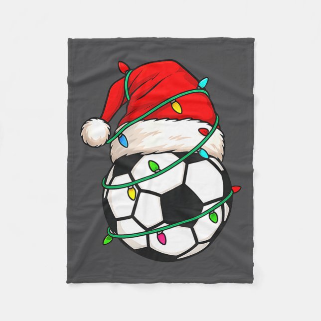 Soccer With Santa Hat Funny Christmas Xmas Gift  Fleecefilt (Framsidan)