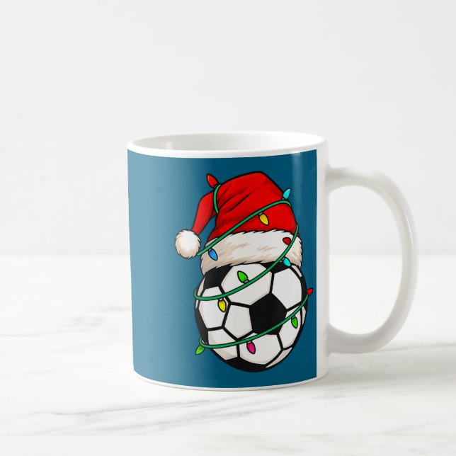 Soccer With Santa Hat Funny Christmas Xmas Gift  Kaffemugg (Höger)