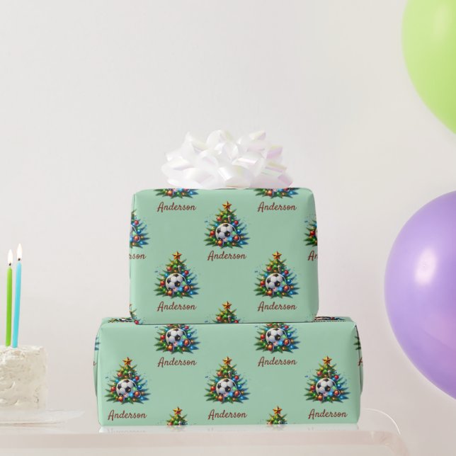 Soccer Wrapping Paper Christmas Custom Name Gift Presentpapper (Festgåvor)