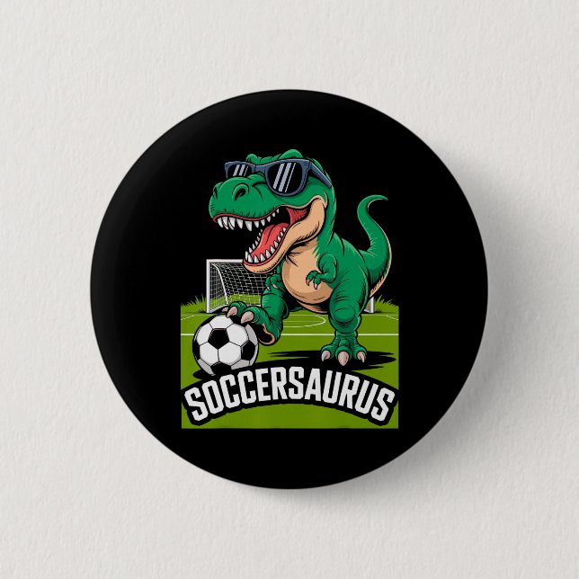 Soccersaurus Dinosaur T-rex Fotboll Målvakt Spelar Knapp (Framsida)